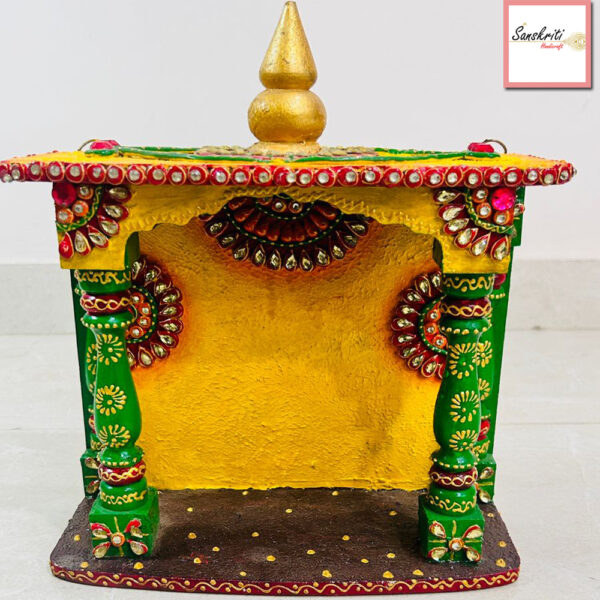 Elegant Handcrafted Wooden Hindu Temple for Home Worship