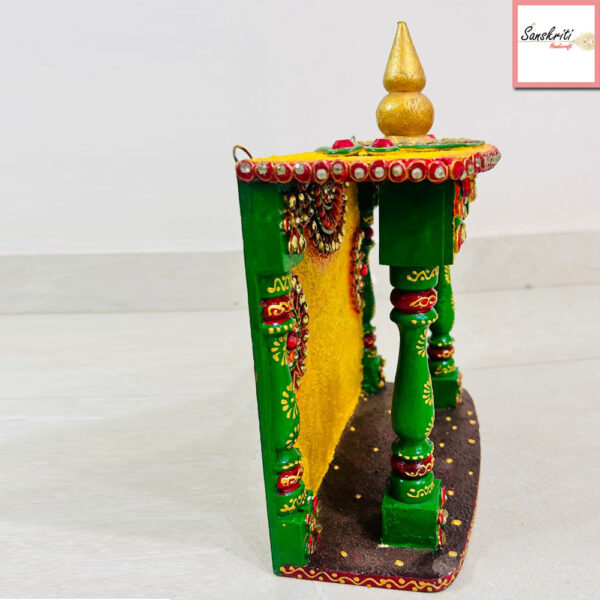 Elegant Handcrafted Wooden Hindu Temple for Home Worship - Image 3