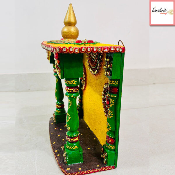 Elegant Handcrafted Wooden Hindu Temple for Home Worship - Image 2